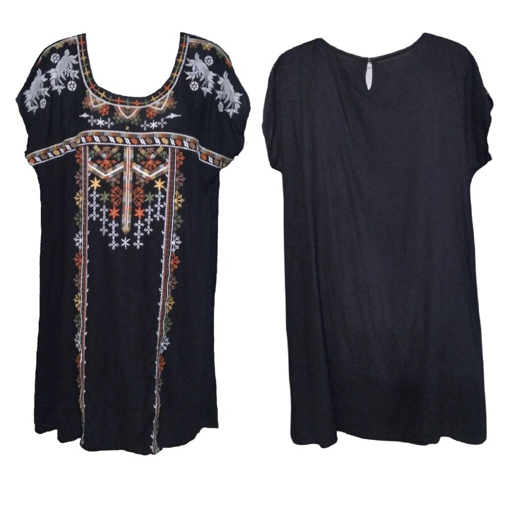 Women's Colorful Embroidered Boho Tunic Top Dress compare to Johnny Was Sz L - Picture 4 of 6